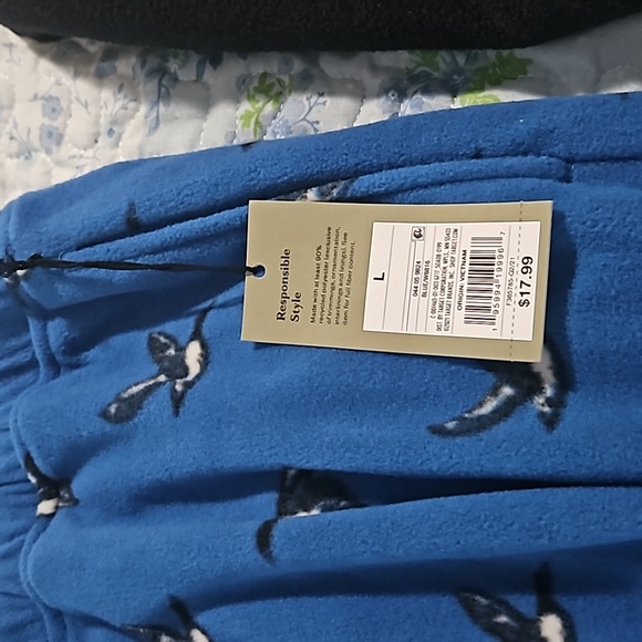 GOODFELLOW & CO BLUE MICRO FLEECE PAJAMA PANTS L - Picture 7 of 9